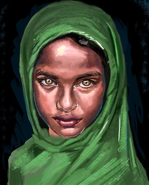 دختر افغان نقاشی و تصویرسازی دیجیتال اثر سعید شیخ زین الدین