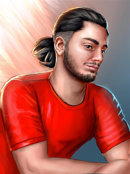 پسر قرمز پوش نقاشی و تصویرسازی دیجیتال اثر سعید شیخ زین الدین