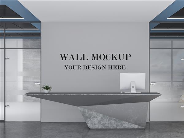 موکاپ شبیه سازی دیوار منطقه پذیرایی فوق العاده مدرن