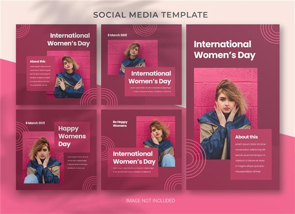 طراحی قالب بسته نرم افزاری بسته رسانه ای اجتماعی روز جهانی زن