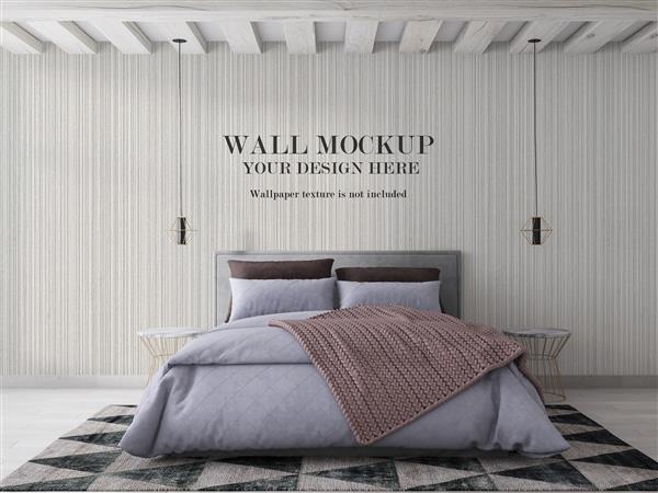 موکاپ پشت تخت برای طراحی کاغذ دیواری شما