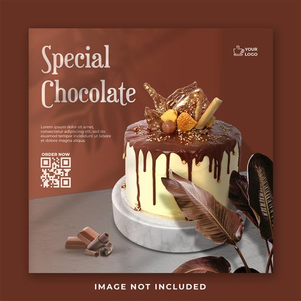 قالب بنر کیک شکلاتی در رسانه های اجتماعی