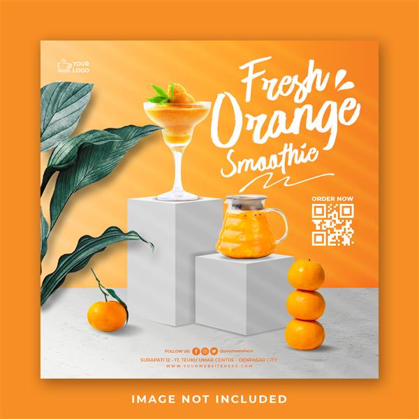 قالب پست منوی نوشیدنی آب پرتقال در رسانه های اجتماعی