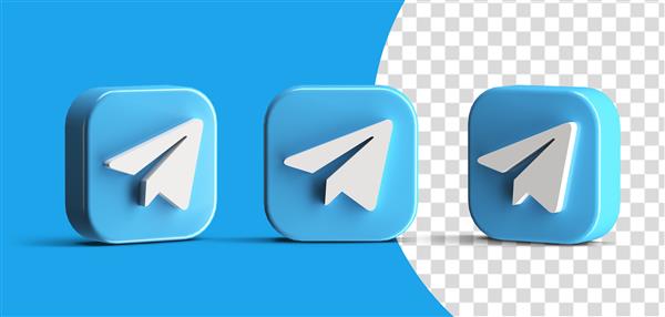دکمه براق تلگرام نماد آرم رسانه های اجتماعی مجموعه 3D ایجاد کننده صحنه را جدا می کند