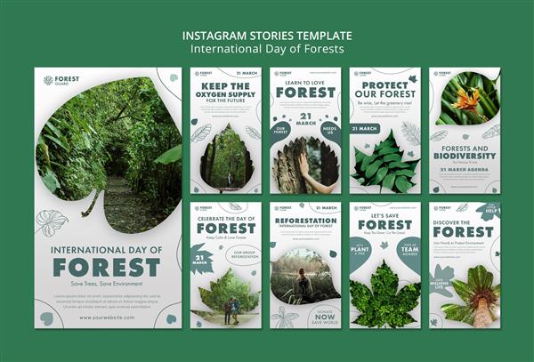قالب داستان های اینستاگرام روز جنگل ها با عکس