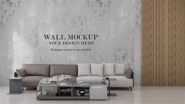 موکاپ طرح دیوار در اتاق خواب به سبک شیروانی