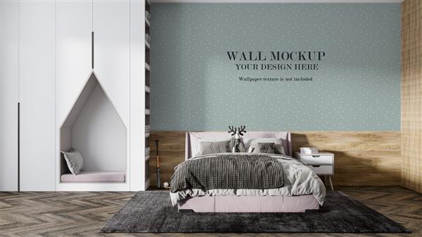 طراحی اسکاندیناوی طراحی موکاپ دیوار اتاق خواب