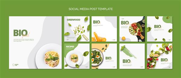 قالب پست رسانه های اجتماعی مواد غذایی زیستی