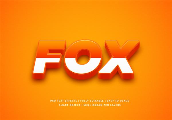 موکاپ شبیه سازی جلوه سبک متن Fox 3D