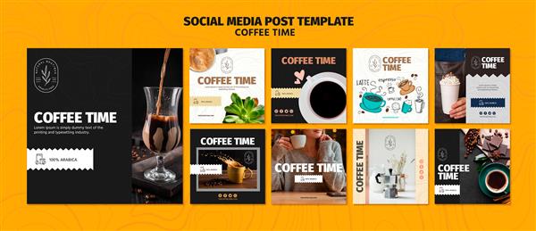 قالب پست رسانه های اجتماعی زمان قهوه و شکلات