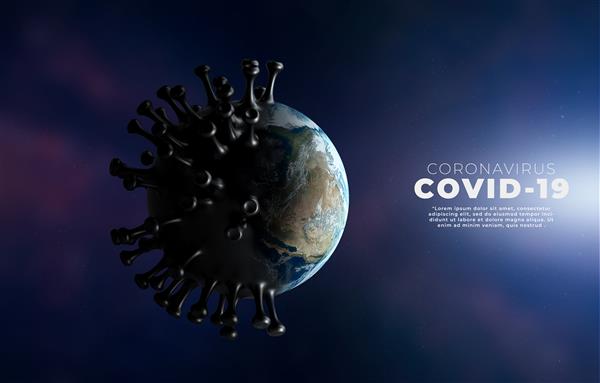تصویر پزشکی Covid-19 عفونت بیماری کرونا که ساختار ویروس همه گیر را نشان می دهد