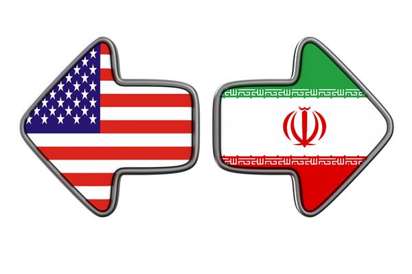 رابطه آمریکا و ایران در فضای سفید تصویر سه بعدی جدا شده