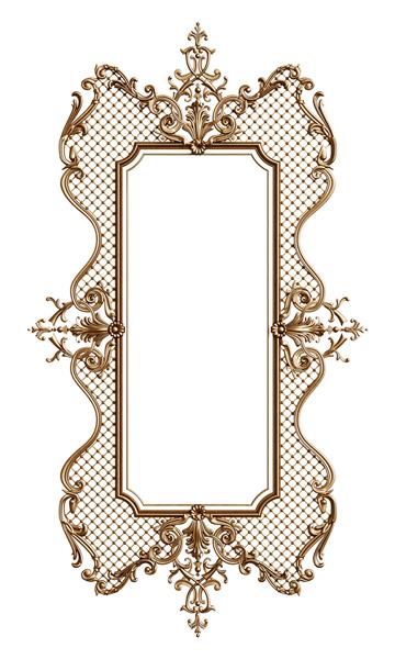 قاب طلایی کلاسیک با تزئین رندر سه بعدی جدا شده