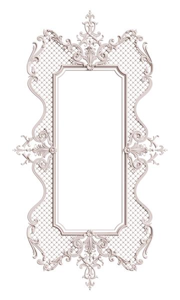 قاب سفید کلاسیک با تزئین رندر سه بعدی جدا شده