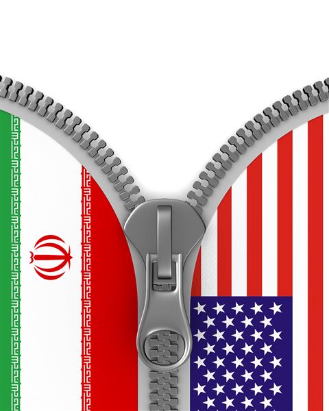 رابطه آمریکا و ایران در زمینه سفید تصویر سه بعدی جدا شده