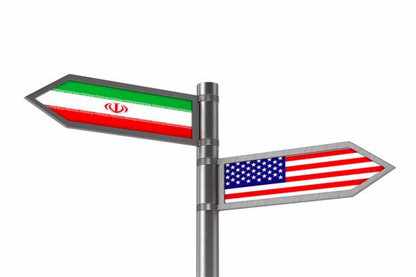 رابطه آمریکا و ایران در زمینه سفید تصویر سه بعدی جدا شده