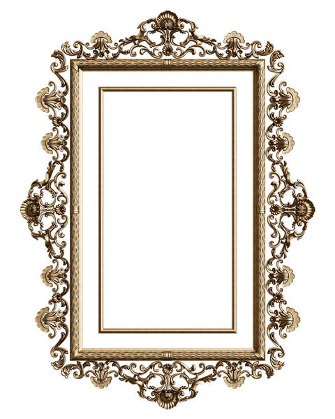 قاب طلایی کلاسیک با تزئینات جدا شده در زمینه سفید تصویر دیجیتال رندر سه بعدی
