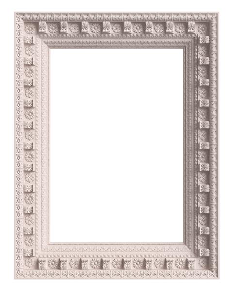 قاب سفید کلاسیک با تزئینات جدا شده در زمینه سفید تصویر دیجیتال رندر سه بعدی