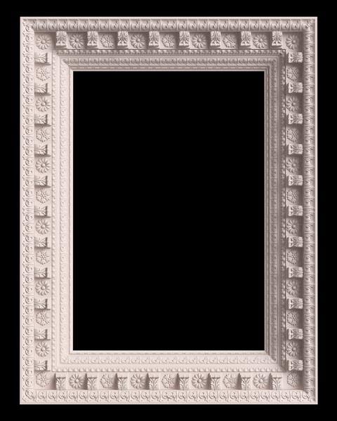 قاب سفید کلاسیک با تزئینات جدا شده در زمینه مشکی تصویر دیجیتال رندر سه بعدی