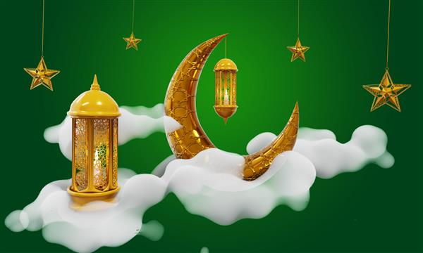 رمضان کریم مبارک پس زمینه سه بعدی سبز