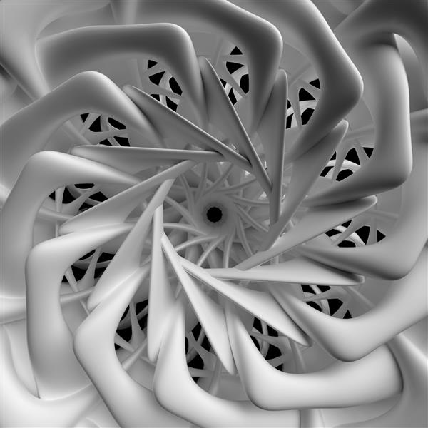 رندر سه بعدی هنر انتزاعی تک رنگ با قسمتی از ماشین سرامیک سه بعدی گل سرامیکی صنعتی