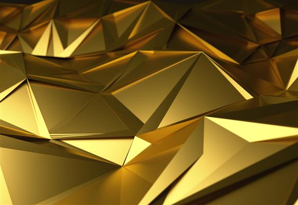 تصویر سه بعدی طلا چند ضلعی شکل پلی کم برای طراحی