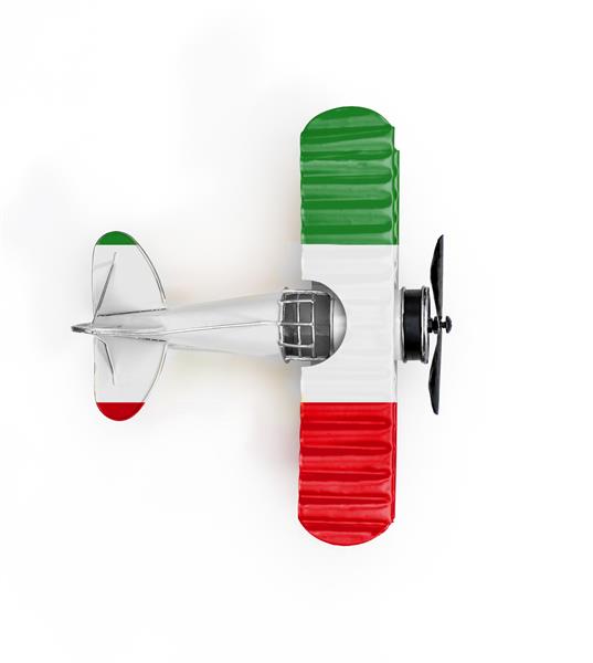 پرچم ملی هواپیمای اسباب بازی فلزی مسافرتی ایران که روی رنگ سفید جدا شده است