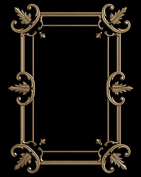 قاب طلایی کلاسیک با تزئینات جدا شده در زمینه مشکی