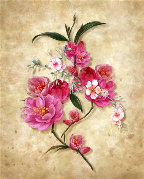 هنر انتزاعی نقاشی گلهای رنگارنگ