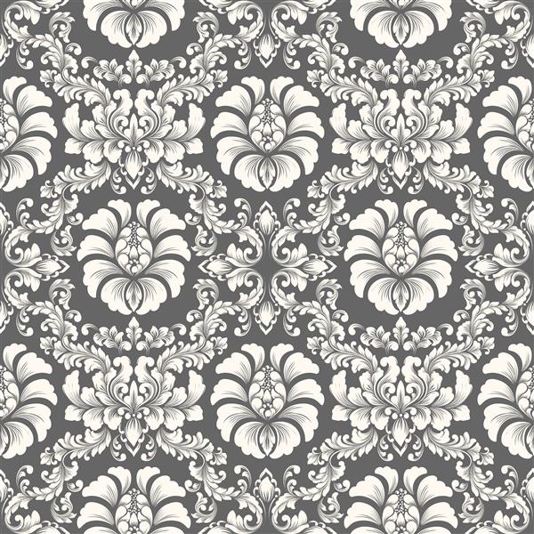 وکتور گل پس زمینه الگوی بدون درز زیور آلات کلاسیک قدیمی مدل داماسک بافت بدون درز سلطنتی ویکتوریا برای کاغذ دیواری