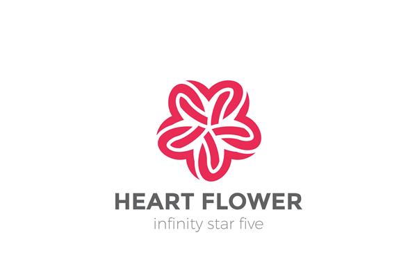 لوگوی گل ستاره قلب جدا شده روی سفید