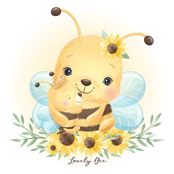 زنبور عسل ابله زیبا با تصویر گل