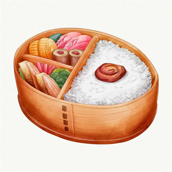 آبرنگ بنتو جعبه ناهار خوری ژاپنی