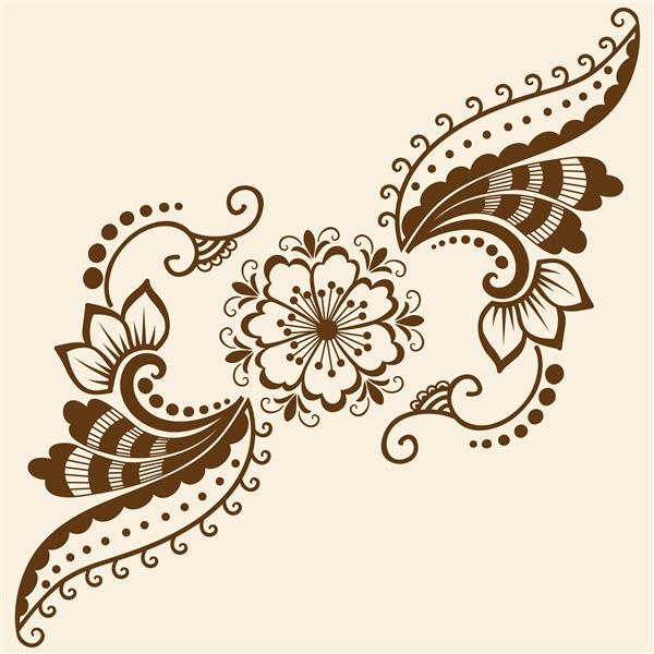 تصویر برداری از زیور آلات سبک سنتی هندی عناصر گل زینتی برای خال کوبی حنا برچسب طراحی مهندی و یوگا