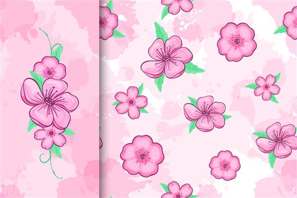 الگوی بدون درز شکوفه گیلاس و تصویر گل