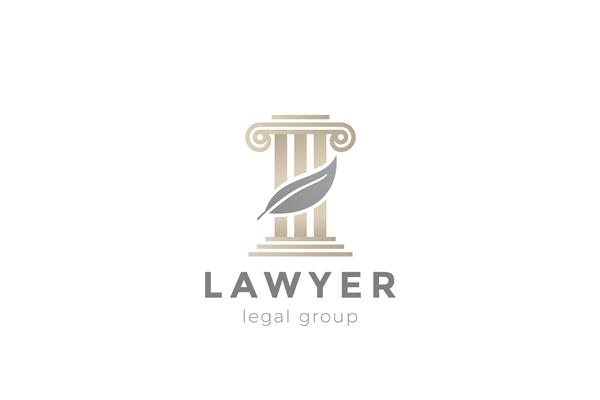 لوگوی ستون و پر برای وکیل مدافع شرکت حقوقی