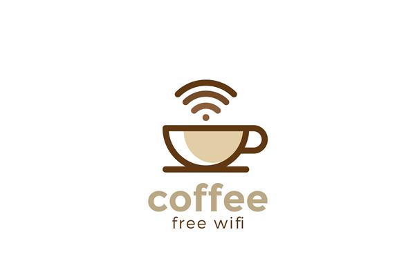 کافه فنجان قهوه با نشان وای فای رایگان سبک خطی