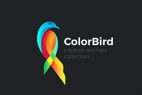 لوگوی انتزاعی پرنده نشسته گرمسیری رنگارنگ