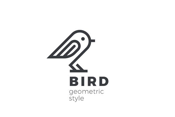 طرح انتزاعی لوگوی پرنده سبک خطی لوگو کبوتر گنجشک نشسته
