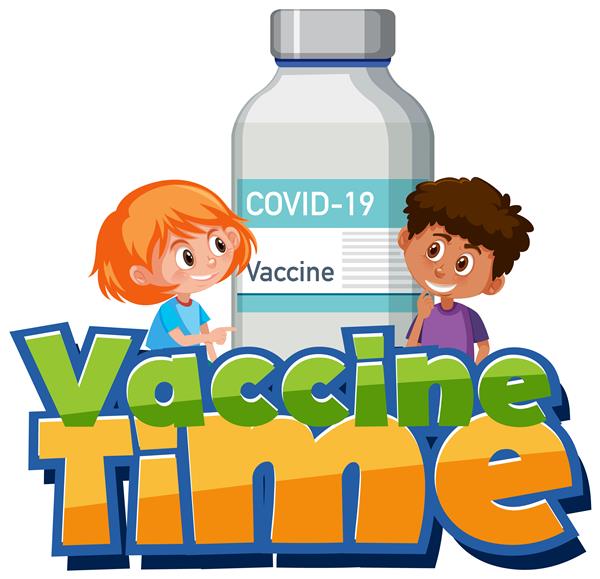 فونت زمان واکسن با کودکان و بطری واکسن