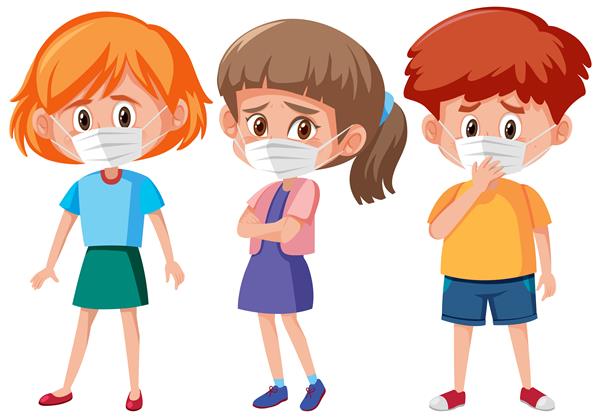 مجموعه ای از بچه های مختلف با ماسک شخصیت کارتونی