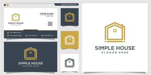 لوگوی خانگی با سبک هنری خطی منحصر به فرد و ساده و بردار طرح کارت ویزیت
