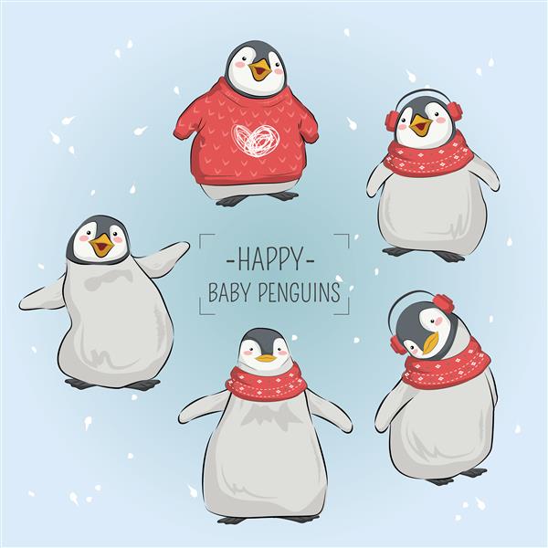 بچه های پنگوئن مبارک در کریسمس