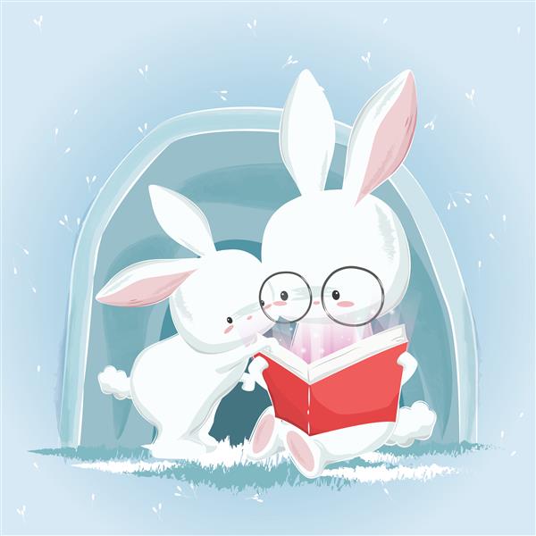 خرگوش های ناز کتاب خواندن
