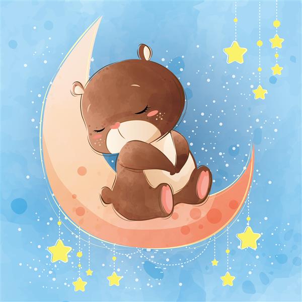 خرس ناز روی ماه خوابیده است