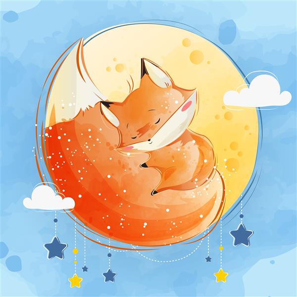 روباه کوچولو روی دمش خوابیده است