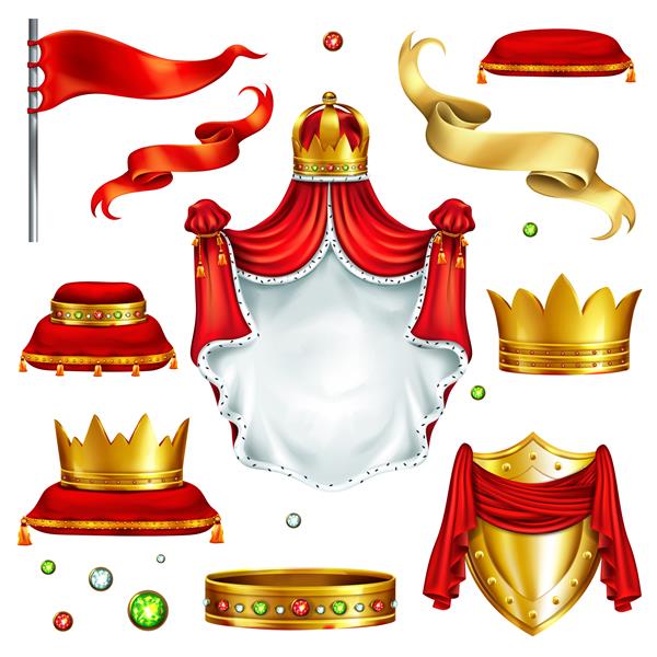 مجموعه ای بزرگ از نمادهای قدرت پادشاه