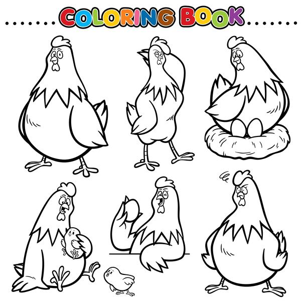 کتاب رنگ آمیزی کارتونی - مرغ
