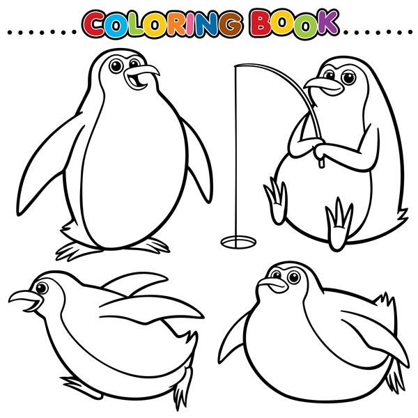 کتاب رنگ آمیزی کارتونی - پنگوئن