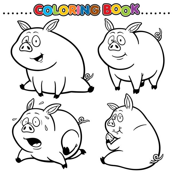 کتاب رنگ آمیزی کارتونی - خوک